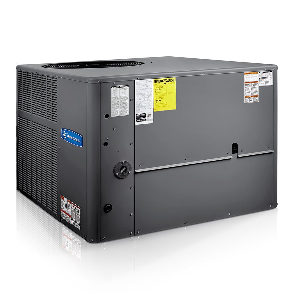 Braincool Unit MRCOOL 42k BTU Cool 90k BTU Heat 14 SEER Packaged Gas and Electric Uni ...