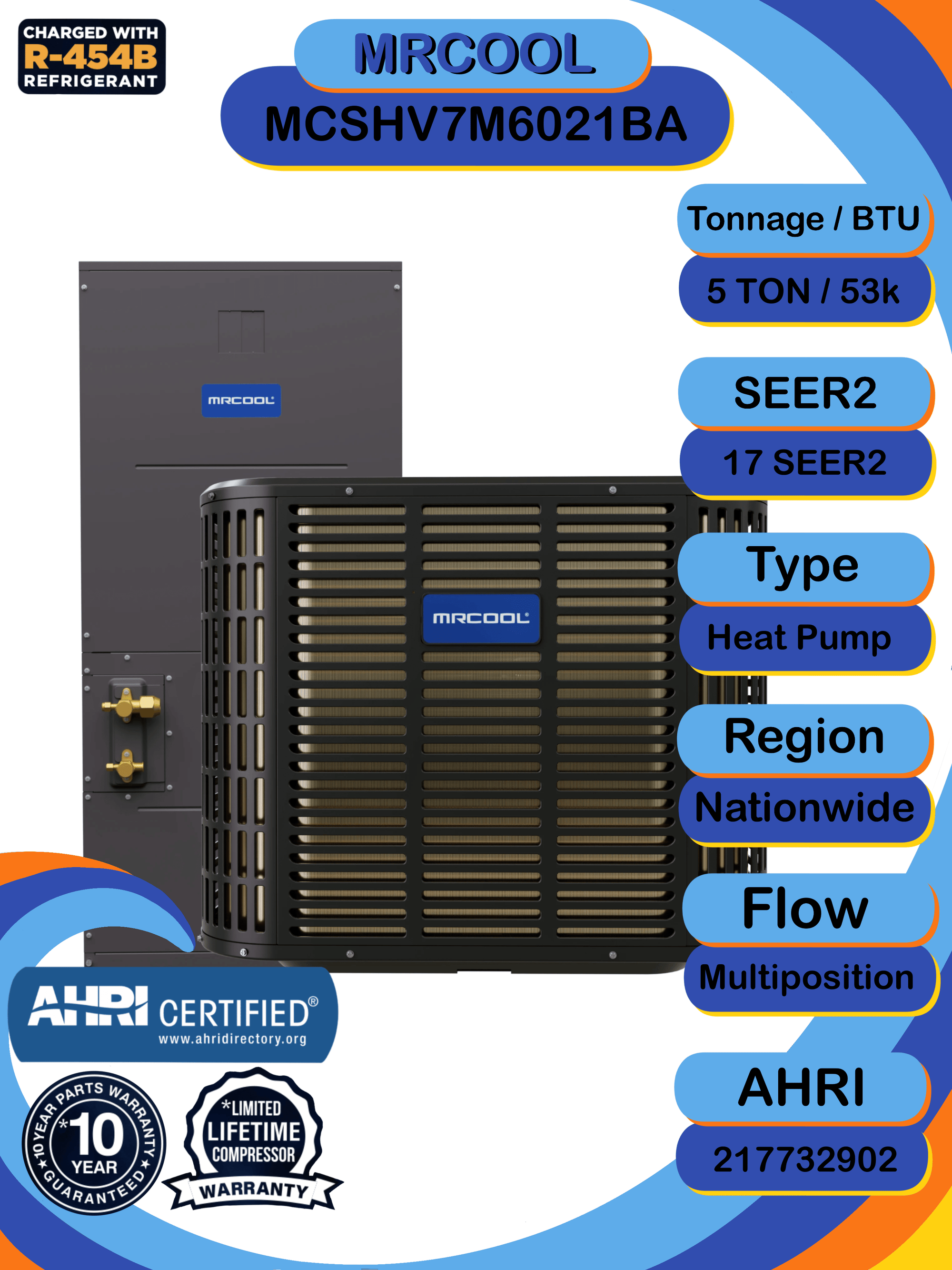 MRCOOL® 5 Ton TruInverter™ Complete Heat Pump System (60K BTU) – Air Handler, Condenser & Thermostat | 17 SEER2 High - Efficiency, Variable - Speed Comfort - Superior Home Supplies